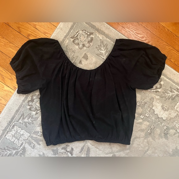 Traded Honeydove Vintage raw silk puff sleeve top, size L - Picture 3 of 11